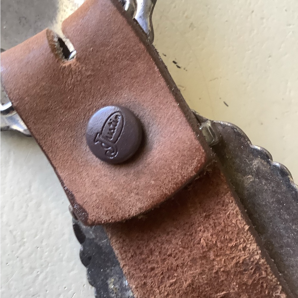 Justin Leather Silver Turquoise Belt - Picture 5 of 7